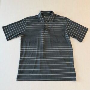 Men’s Pebble Beach Dark Gray Polo with White Stripe, Size Large